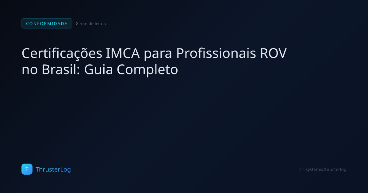 Certificações IMCA para Profissionais ROV no Brasil: Guia Completo ...