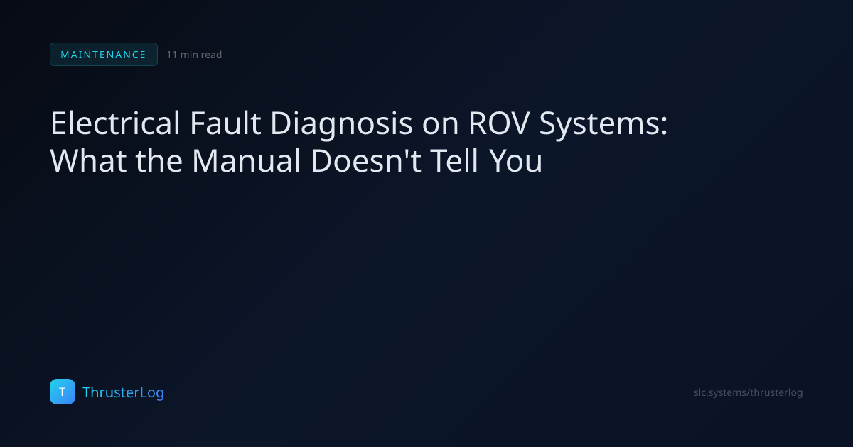 Electrical Fault Diagnosis on ROV Systems: What the Manual Doesn't Tell ...